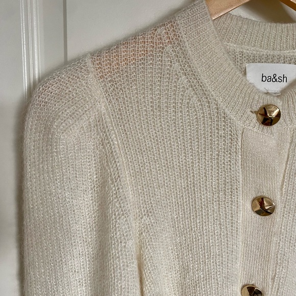 BASH BA&SH  Bayler Lady Cardigan Puff Sleeve Cardigan Statement Buttons Sezane - Picture 6 of 13